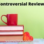 Image cup on books and a heart shape and title which is controversial reviews.