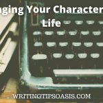 Image of vintage typewriter and old documents and title of pin which is bringing your characters to life.