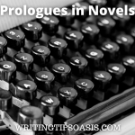 Image of retro typewriter and title of post which is prologues in novels.
