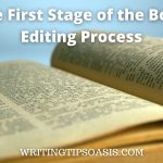 Image of open book and title which is the first stage of the book editing process.
