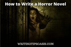 3D image of scary woman and title which is how to write a horror story